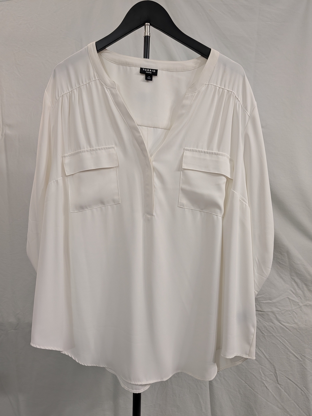 torrid White V-Neck Utility Tunic with Patch Pockets